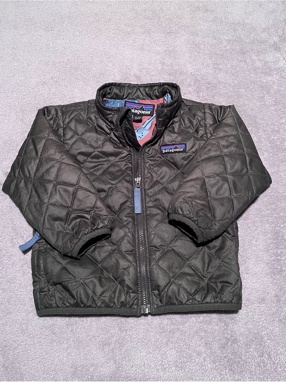 VGUC 12-18M Patagonia Baby Nano Puff Jacket in Dark Green/Copper Wildlife Print